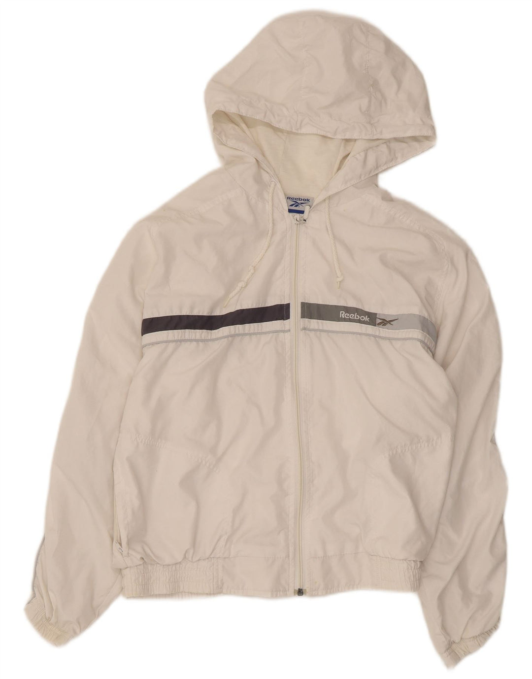 Reebok Veste de survêtement à capuche pour femme UK 12 Medium Blanc Colourblock