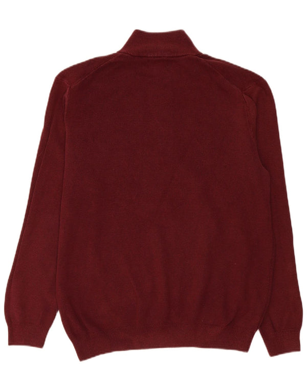 Superdry Pull à col zippé pour homme Large en coton bordeaux