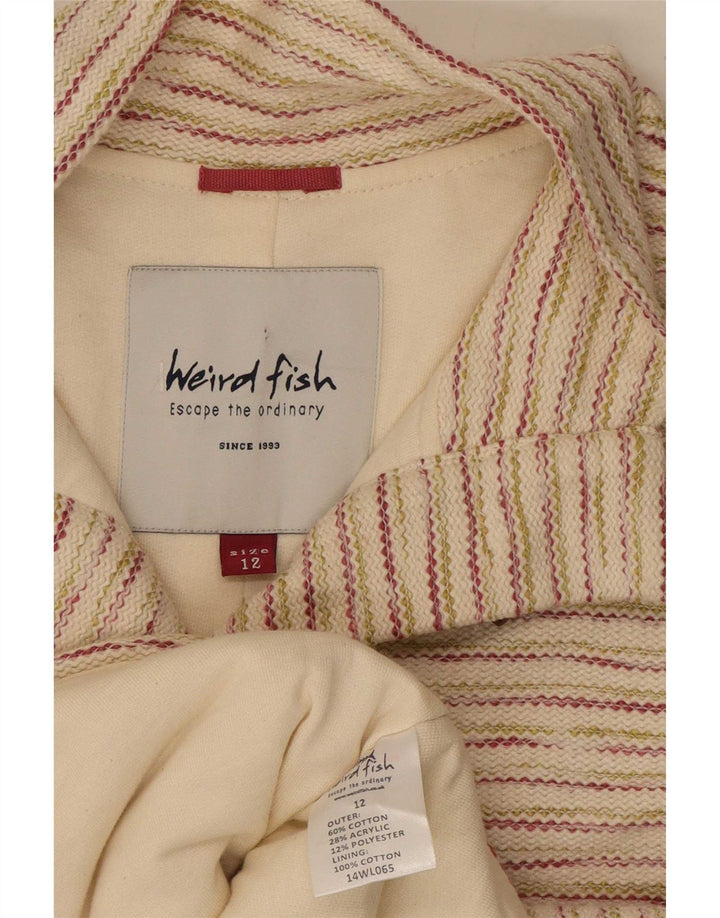 Weird Fish Duffle Jacket Femme UK 12 Moyen Blanc Cassé Coton Rayé