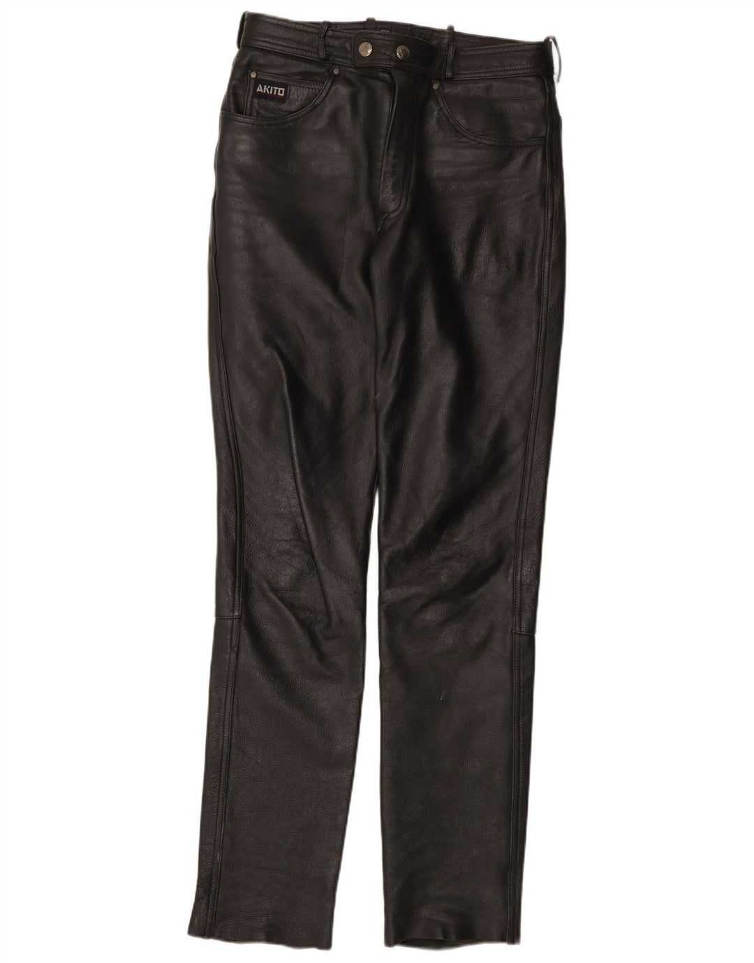 Akito Pantalon en cuir slim pour homme W32 L34 Cuir noir