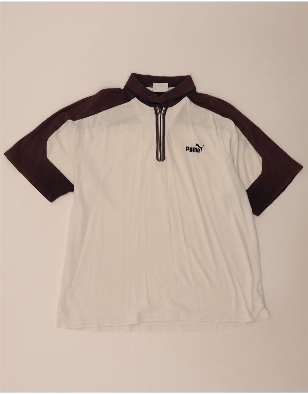 PUMA Polo Homme XL Blanc Colorblock Coton