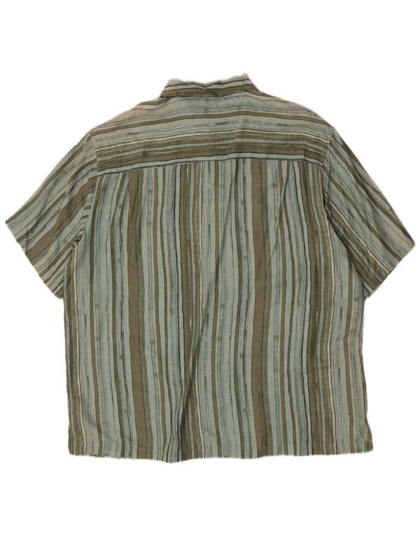 Caribbean Joe Chemise à manches courtes pour homme XL en soie rayée verte