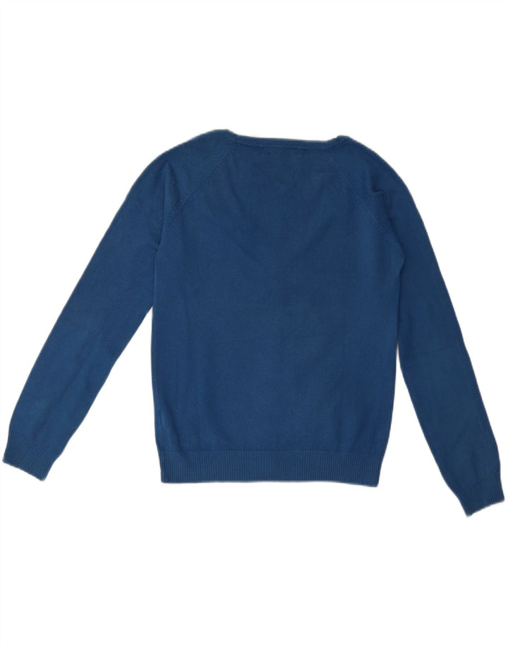 Zara Femme Cardigan Pull UK 12 Bleu Moyen Coton
