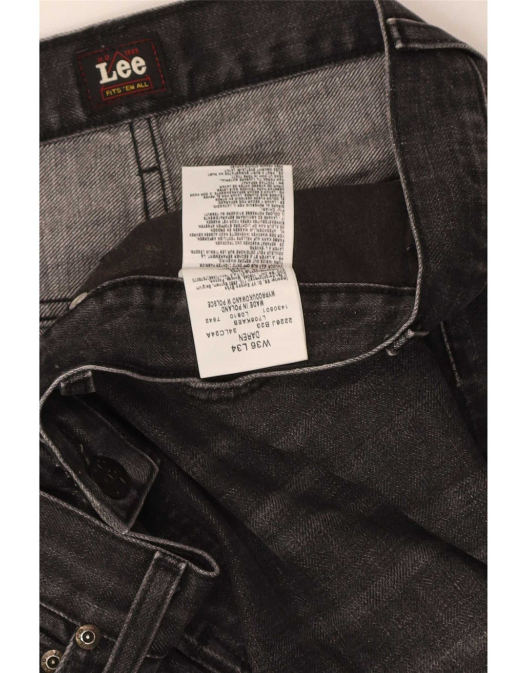 Lee Jean droit Daren W36 L34 homme gris coton