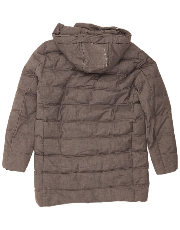 Zara Manteau matelassé à capuche pour homme UK 36 Petit Gris Polyester