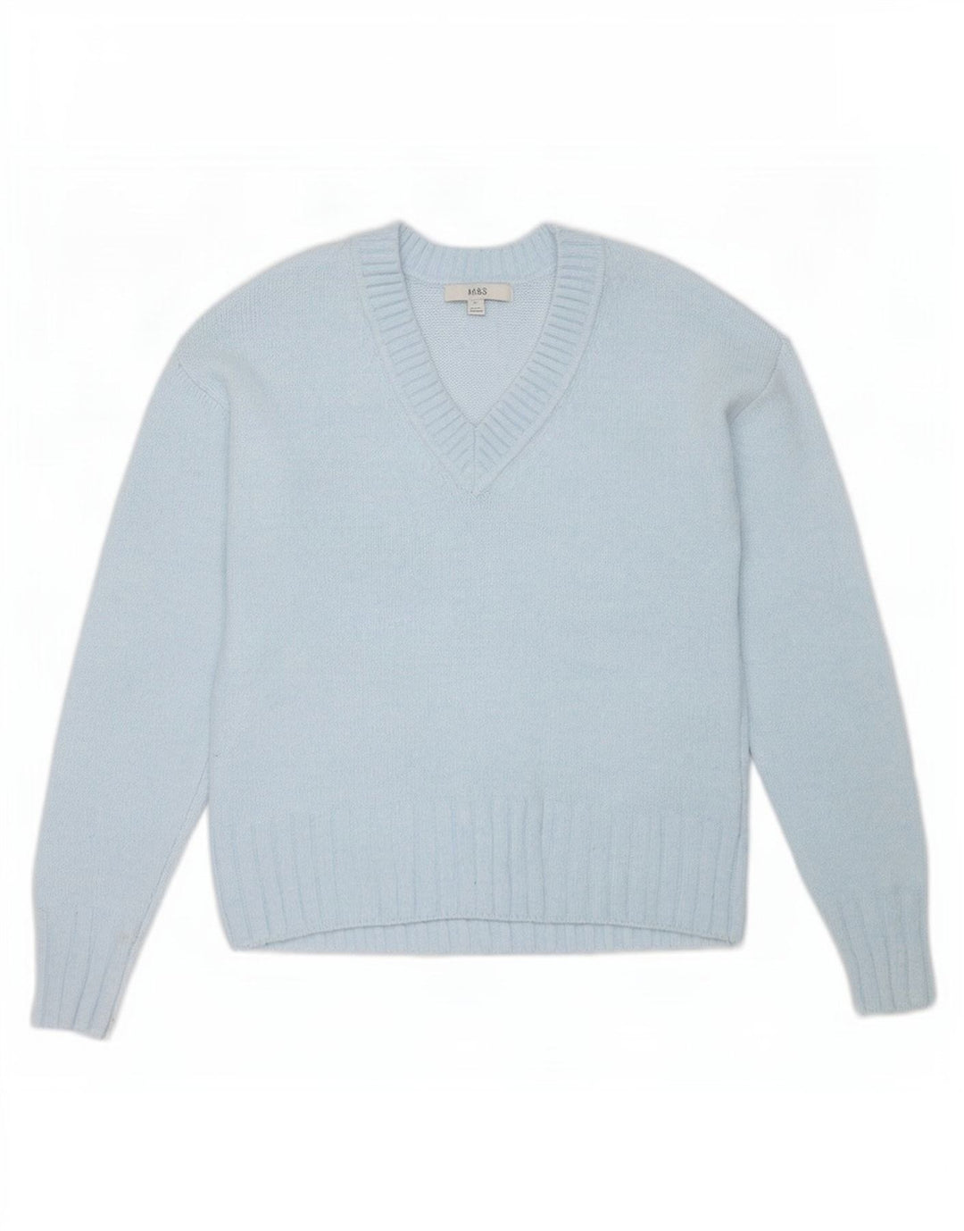 Marks & Spencer Pull surdimensionné à col en V pour femme UK 6 XS Bleu
