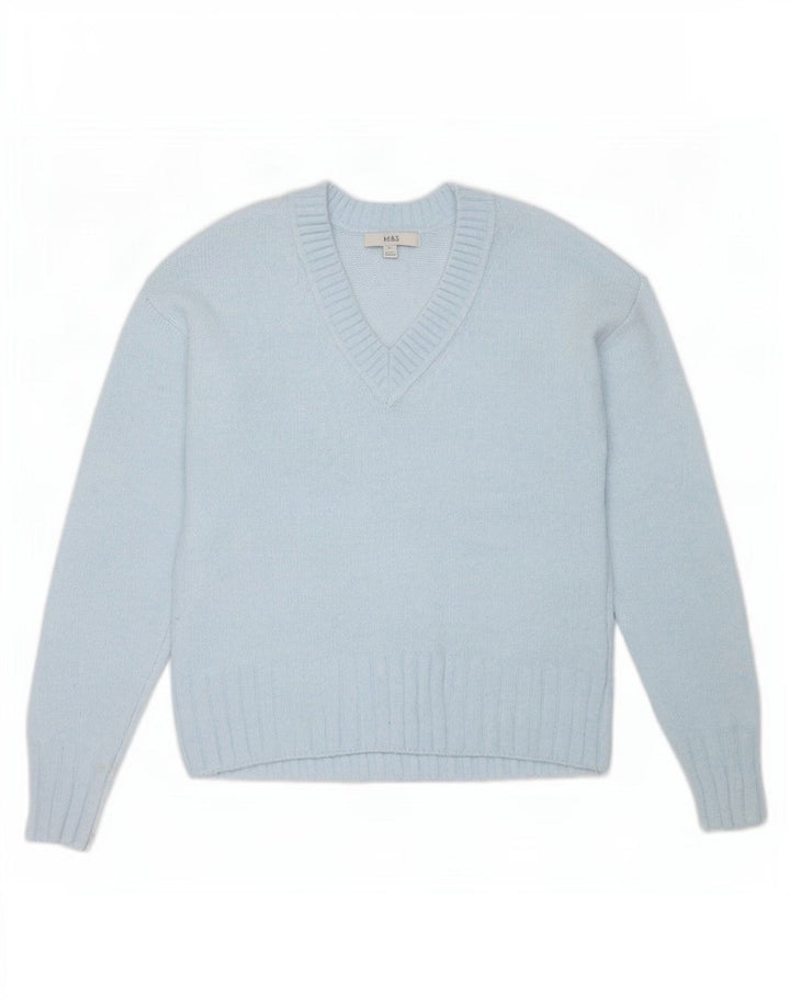 Marks & Spencer Pull surdimensionné à col en V pour femme UK 6 XS Bleu