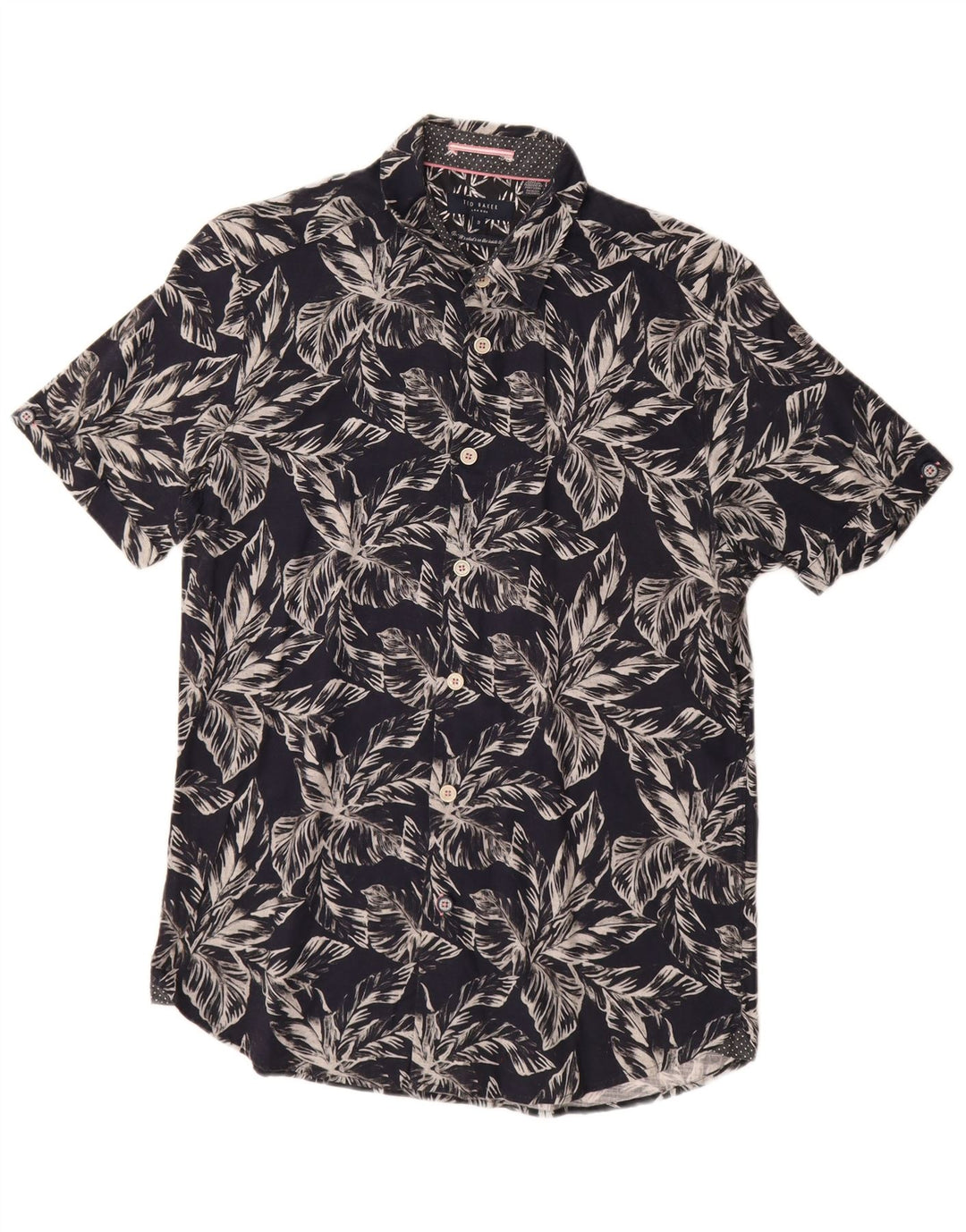 Ted Baker Chemise à manches courtes pour homme Taille 3 Bleu marine moyen Coton floral