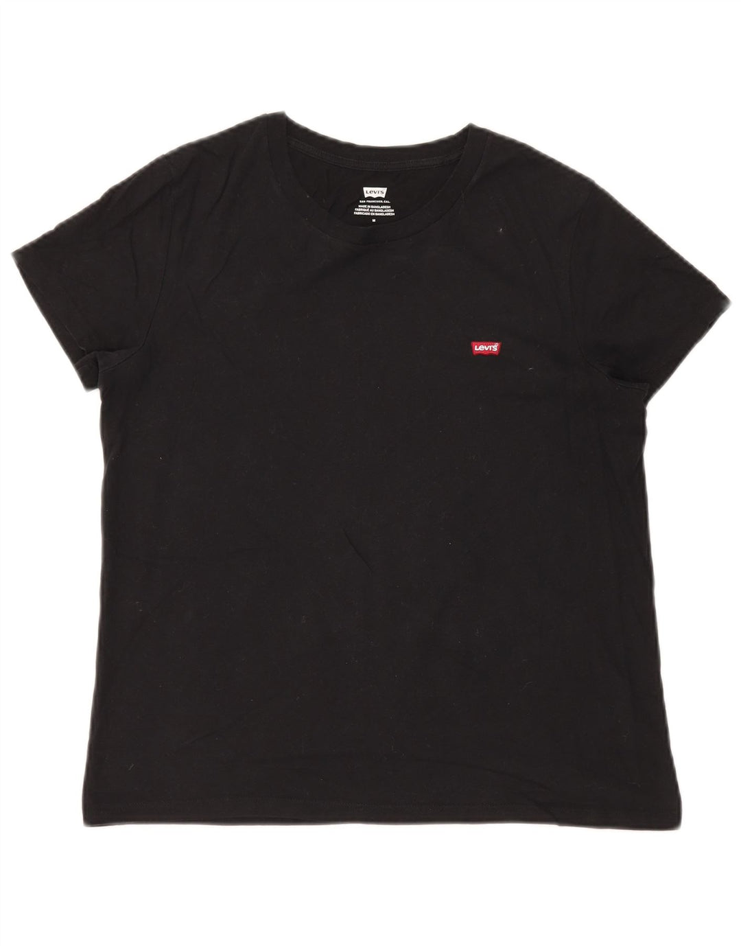 LEVI'S T-Shirt Femme UK 14 Moyen Noir
