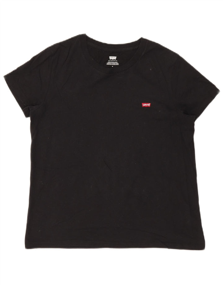 LEVI'S T-Shirt Femme UK 14 Moyen Noir