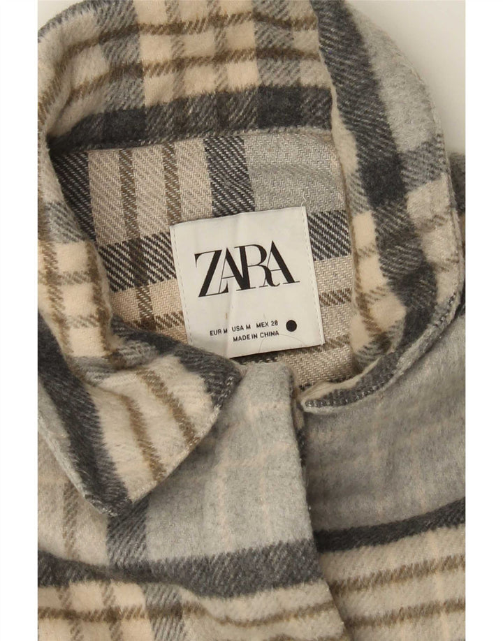 Zara Veste Shacket pour femme UK 14 Gris moyen à carreaux