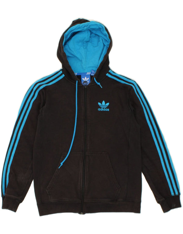 ADIDAS Mens Zip Hoodie Sweater Medium Black Cotton