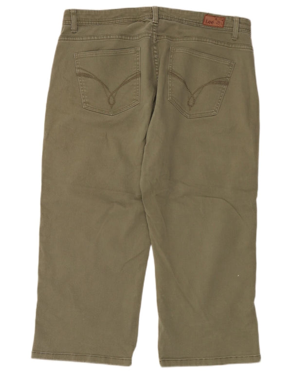Lee Pantalon Capri Droit Femme US 14 XL W36 L22 Coton Kaki