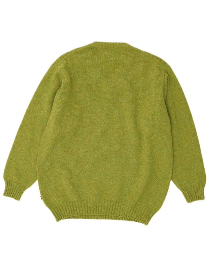 Guess Pull col V pour homme en laine verte Taille L