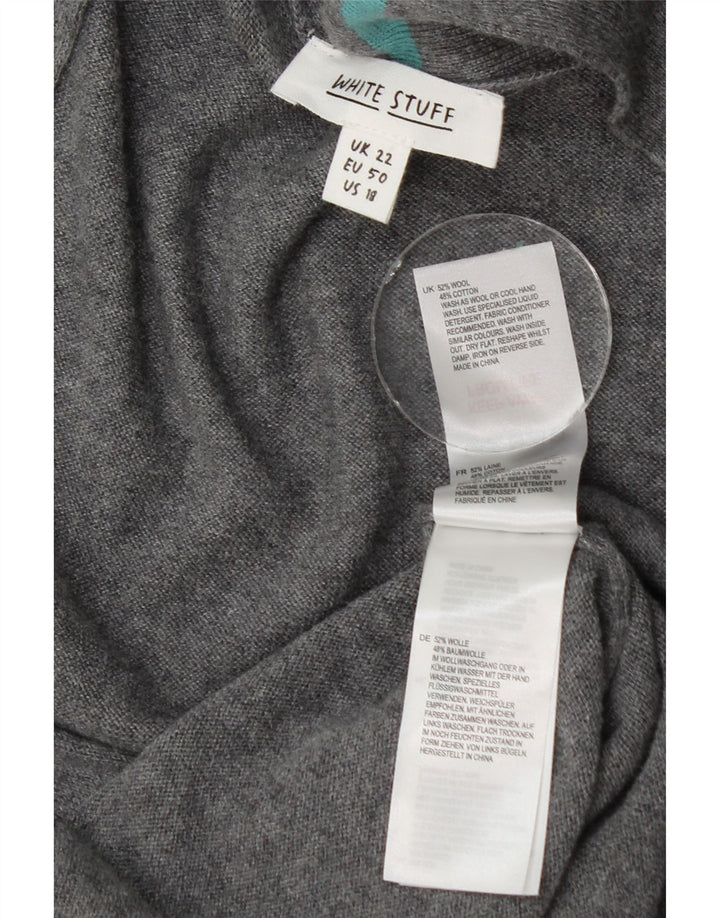 White Stuff Cardigan long surdimensionné pour femme UK 22 2XL Laine grise