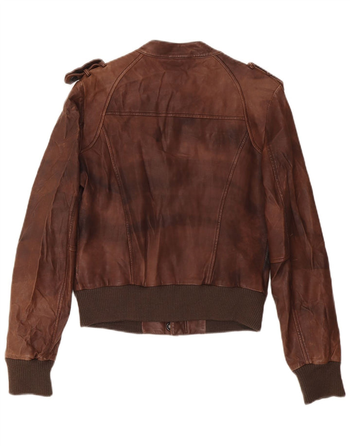 Veste en cuir militaire vintage pour garçons 11-12 ans XL Cuir marron