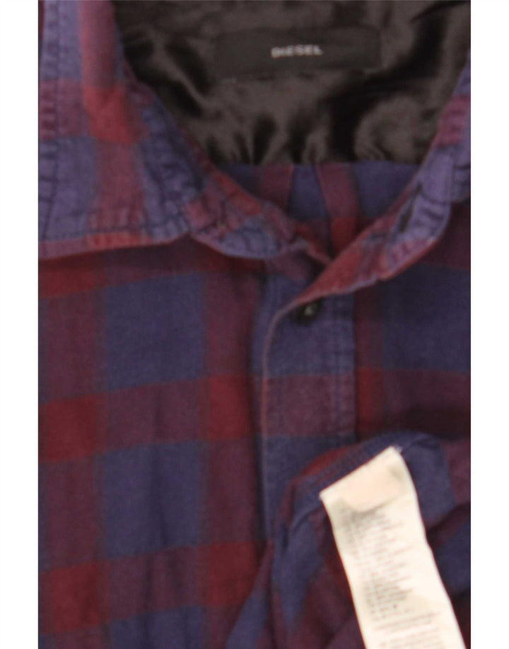 Diesel Chemise Flanelle Homme Bleu Marine Moyen Plaid Coton