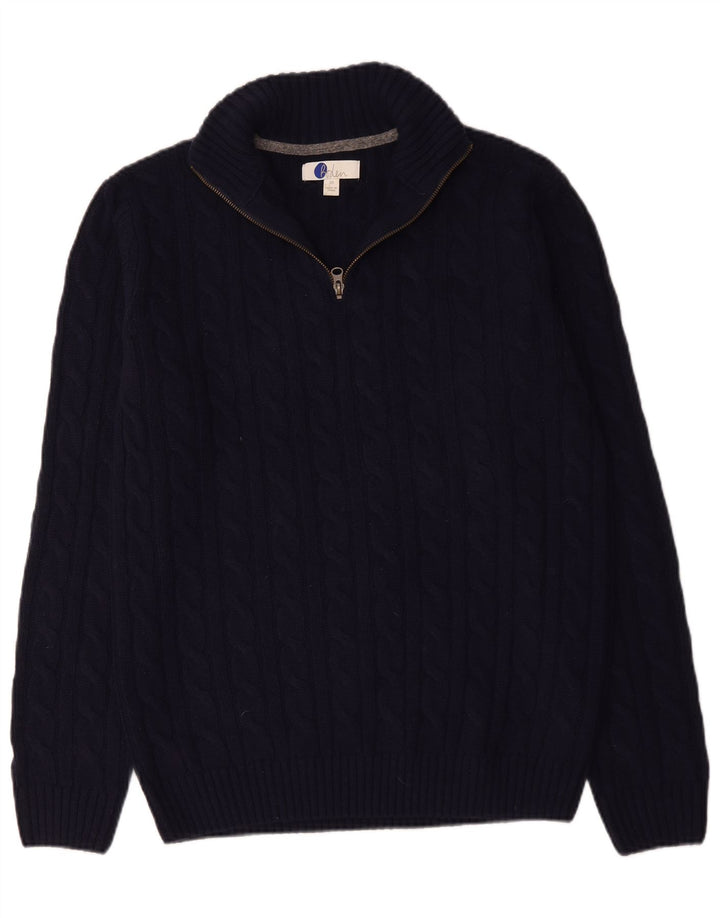 Pull Boden Homme Col Zippé Laine Bleu Marine Moyen
