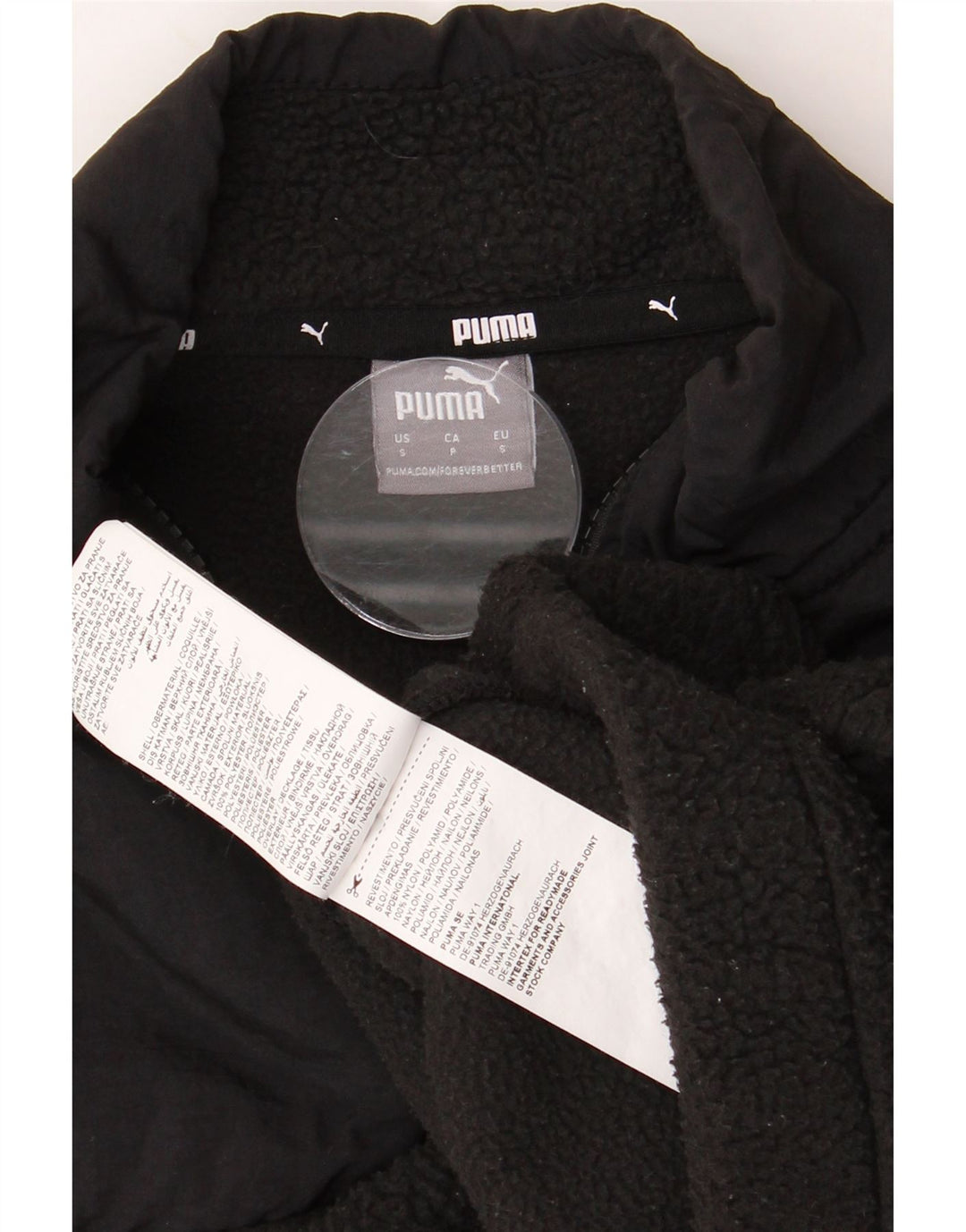 PUMA Pull court surdimensionné en polaire à col zippé pour femme UK 10 Petit Noir