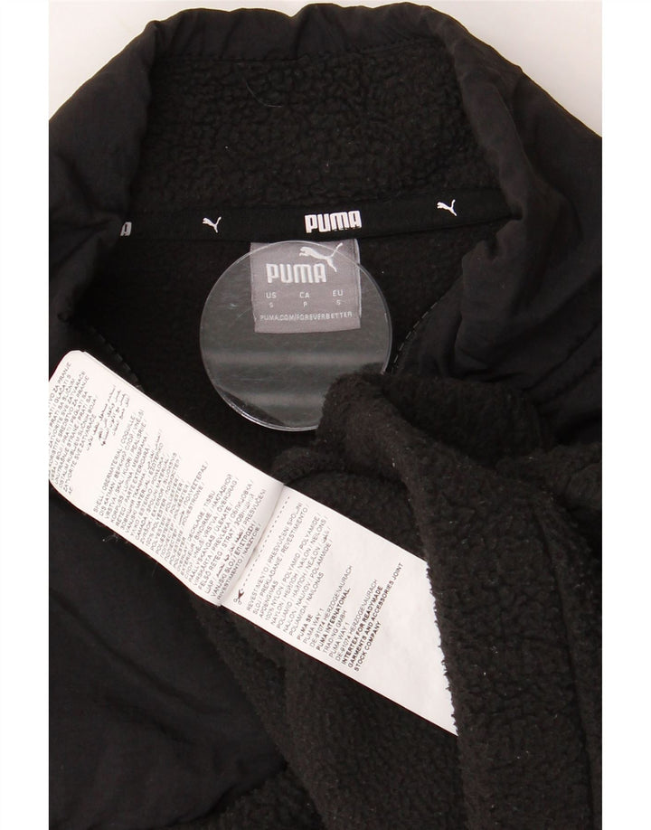 PUMA Pull court surdimensionné en polaire à col zippé pour femme UK 10 Petit Noir