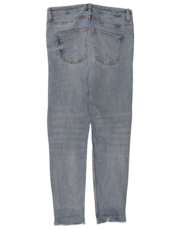 Zara Jean slim vieilli pour femme EU 38 Small W28 L27 Bleu Coton