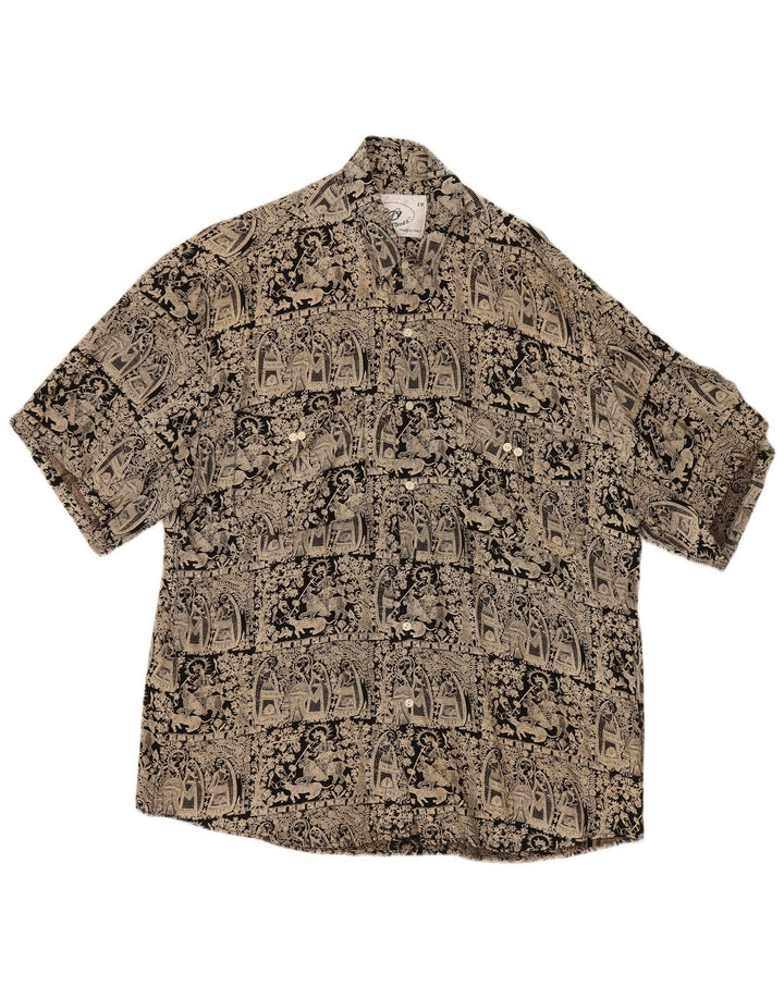 Daniel Dodd Chemise à manches courtes pour homme Motif abstrait Bleu marine Taille L
