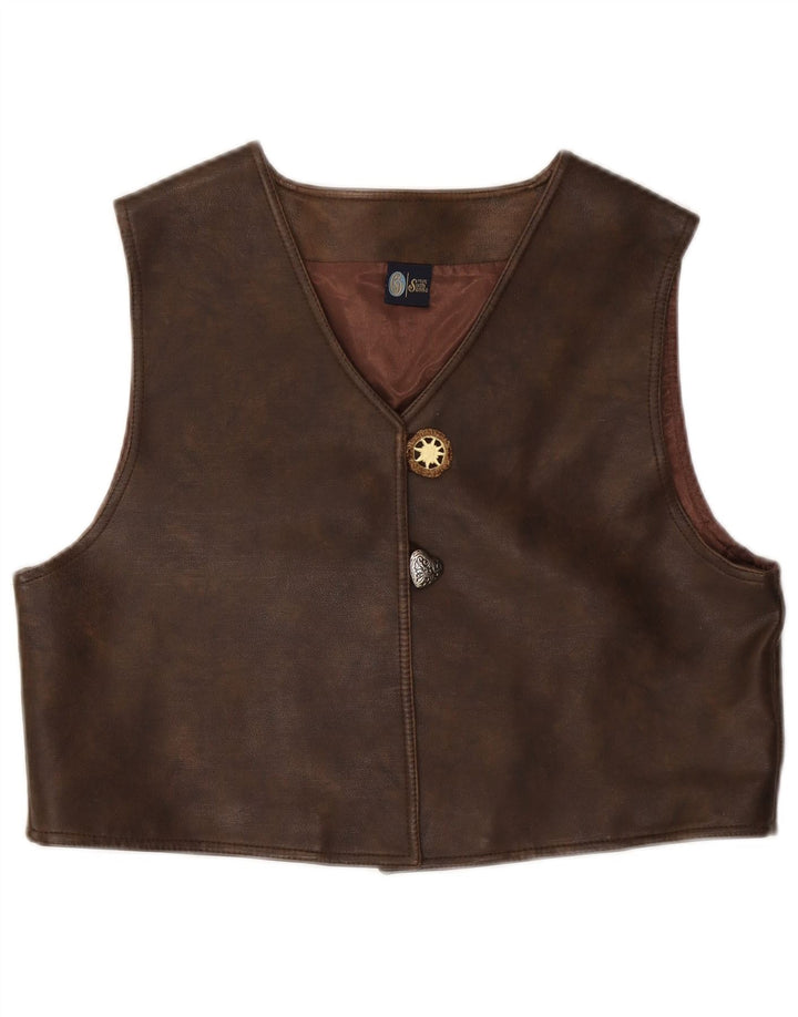 YOUR SIXTH SENSE Gilet en cuir pour femme UK 18 XL Marron