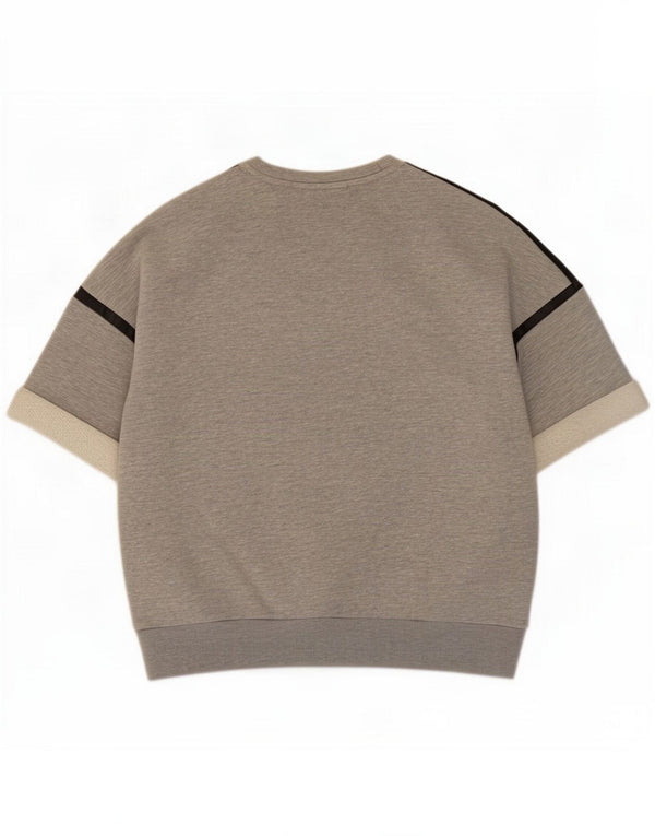 Replay T-shirt graphique surdimensionné pour femme UK 10 Petit Gris Coton