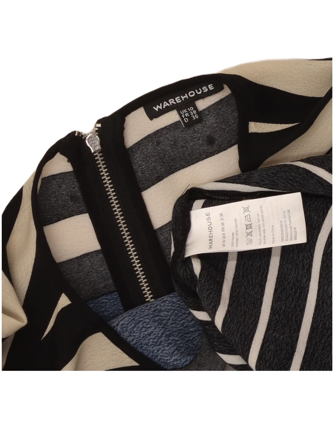 WAREHOUSE Robe droite surdimensionnée pour femme UK 10 Petit motif géométrique multicolore