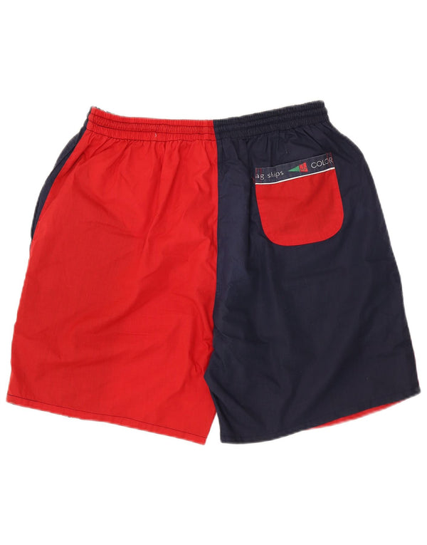 Vintage Mens Graphic Sport Shorts XL Multicolore Colourblock Polyester