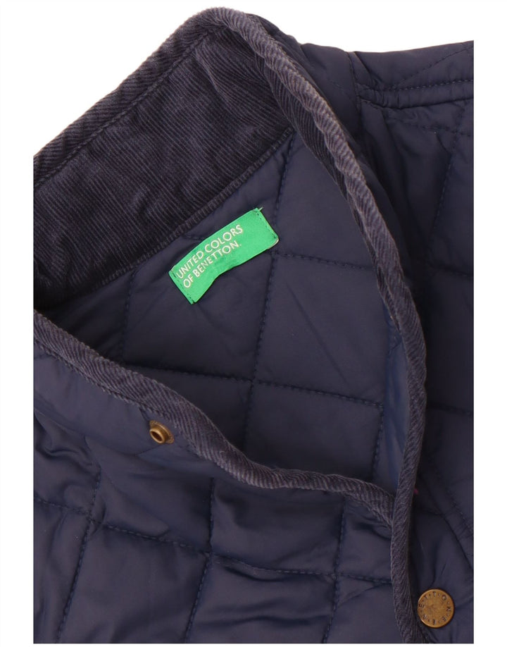 Benetton Veste matelassée pour femme UK 10 Small Bleu marine