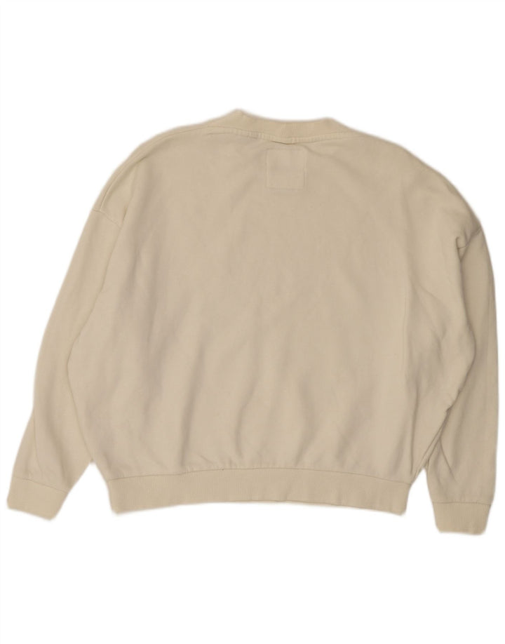 Superdry Sweat-shirt court surdimensionné pour femme UK 8 Small Blanc cassé