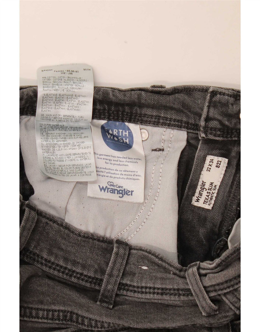 Wrangler Jean Slim Texas Homme W32 L34 Gris Coton