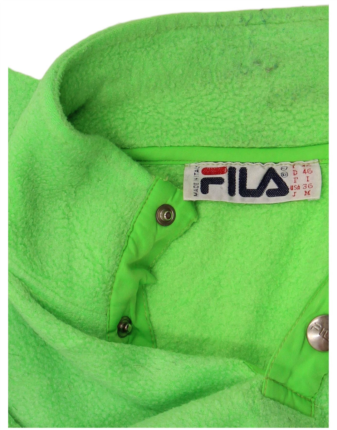 FILA Pull en polaire pour homme, coupe ample, col boutonné, IT 46, petit vert
