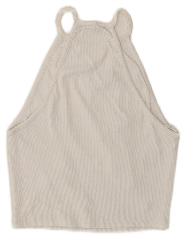 Top court à col licou pour femmes Zara UK 8 Petit Blanc