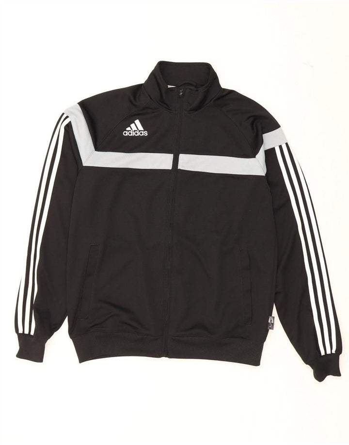 ADIDAS Boys Climalite Tracksuit Top Jacket 15-16 Years Black Colourblock Vintage Adidas and Second-Hand Adidas from Messina Hembry 