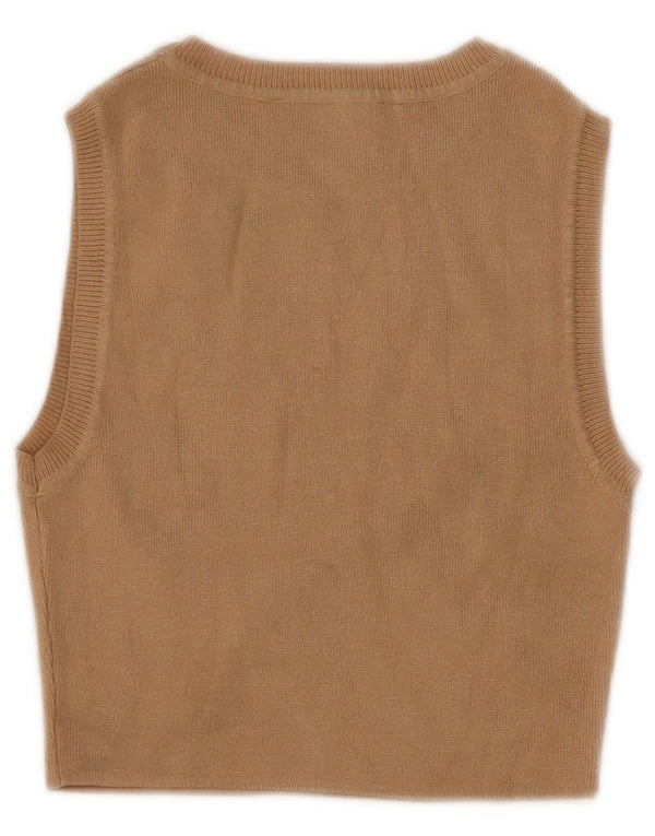 Zara Femme Crop Débardeur UK 8 Small Beige Viscose