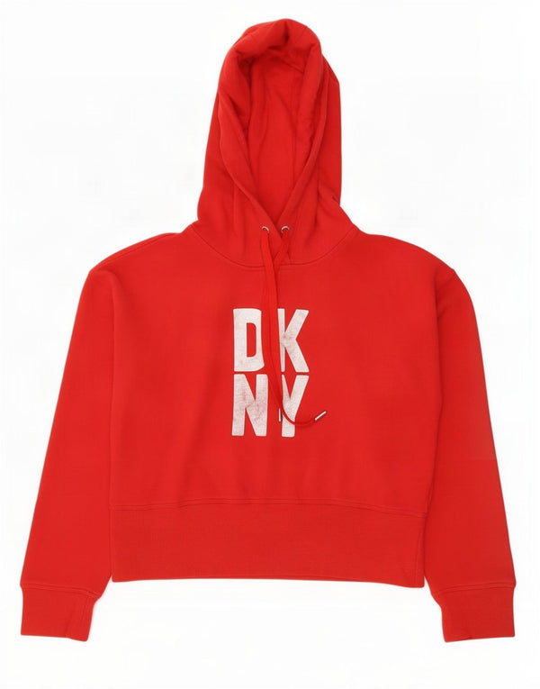 Dkny Pull à capuche surdimensionné pour femme UK 6 XS Rouge Coton