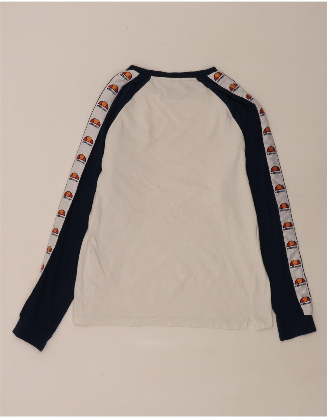 ELLESSE Haut graphique à manches longues pour homme en coton color block blanc moyen