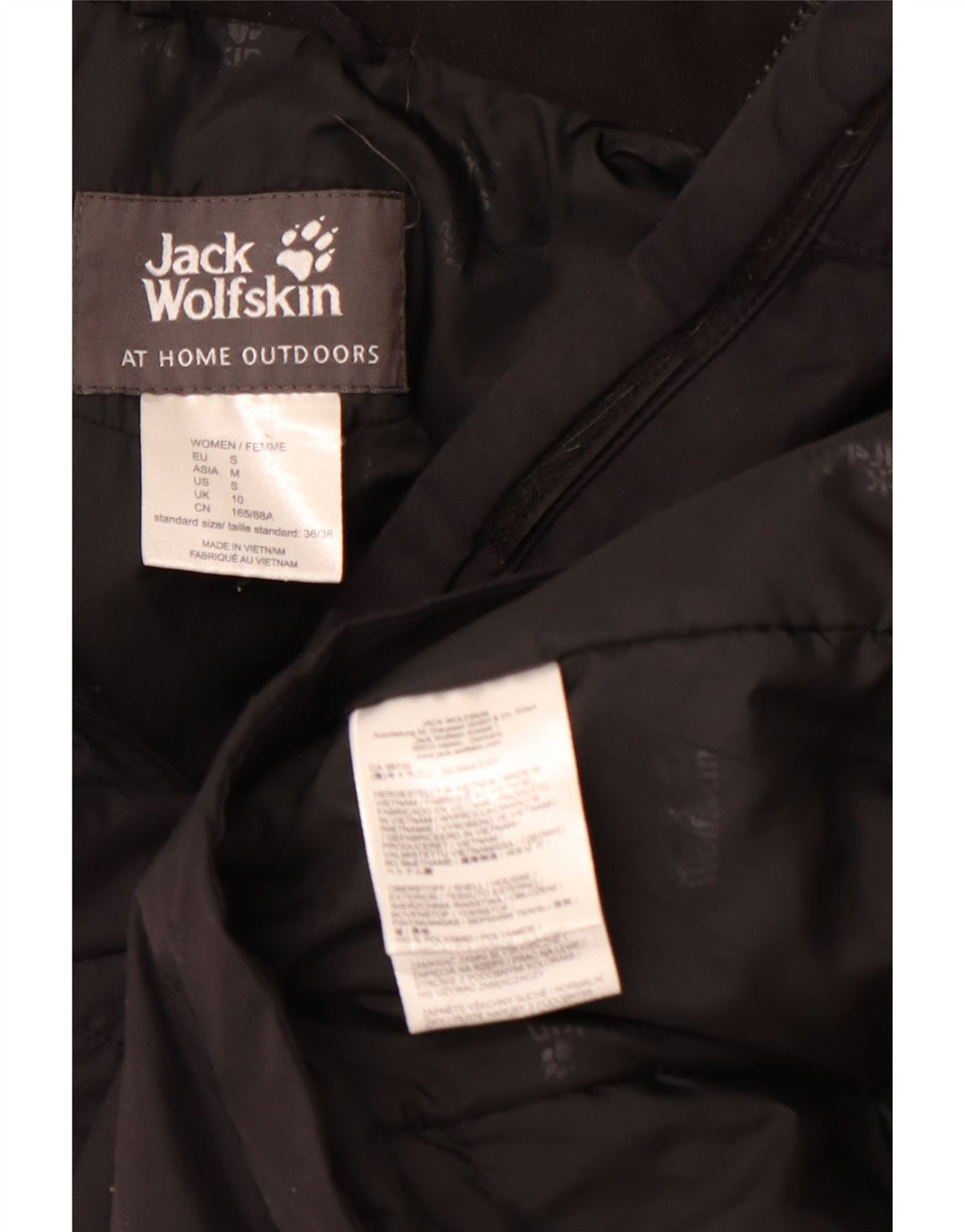 JACK WOLFSKIN Veste coupe-vent à capuche pour femme UK 10 Small Noir Polyamide