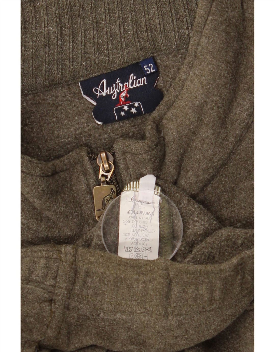 AUSTRALIAN L'ALPINA Veste de Survêtement Homme IT 52 Large Kaki Coton