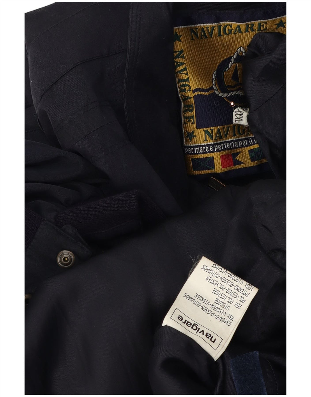 NAVIGARE Veste Bomber Homme UK 46 3XL Bleu Marine Viscose