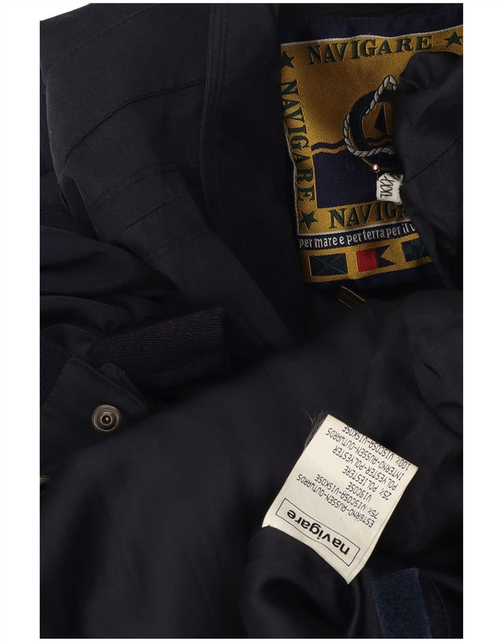 NAVIGARE Veste Bomber Homme UK 46 3XL Bleu Marine Viscose