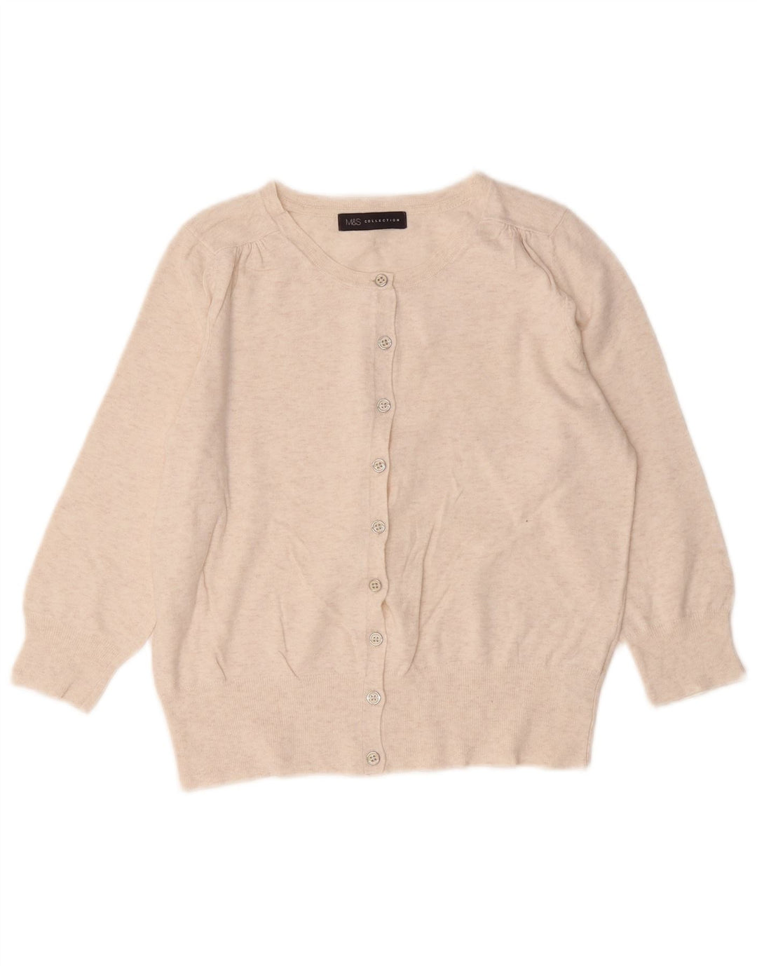 Marks & Spencer Pull Cardigan pour Femme UK 10 Petit Beige Moucheté