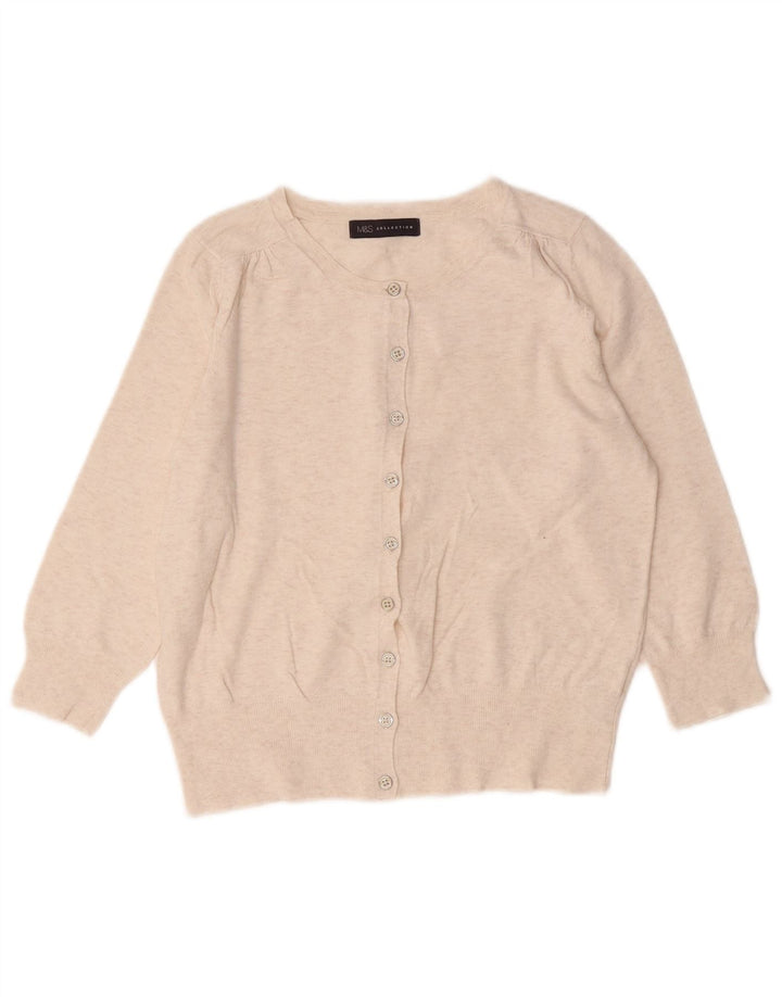 Marks & Spencer Pull Cardigan pour Femme UK 10 Petit Beige Moucheté