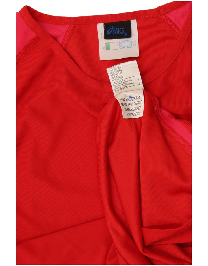 ASICS Haut à manches longues pour femme UK 10 Petit Rouge Colorblock Polyester