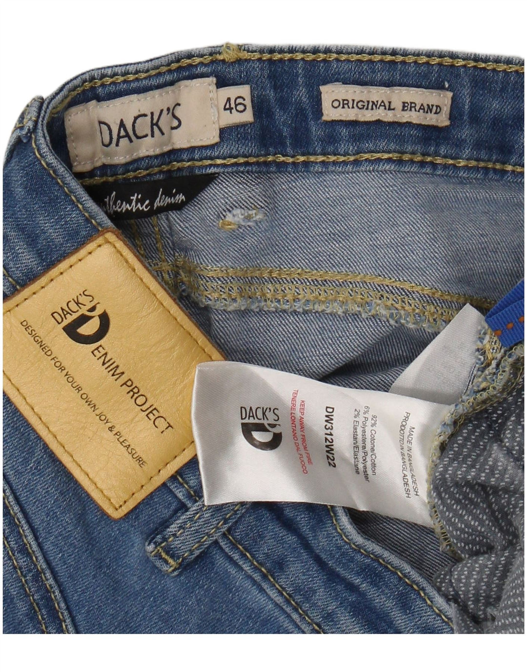 Dack's Jean slim court pour homme EU 46 Small W30 L26 Bleu Coton