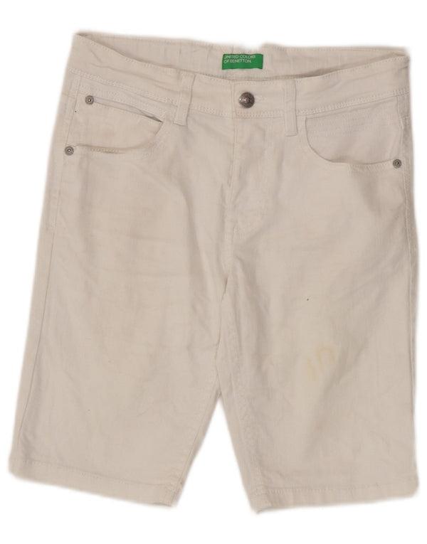 Benetton Short en Jean Fille 10-11 Ans XL W28 Coton Blanc