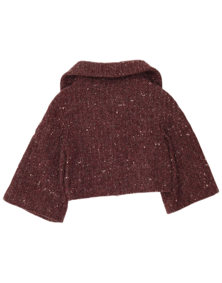 Benetton Veste Boléro Femme IT 42 Laine Mouchetée Bordeaux Moyen