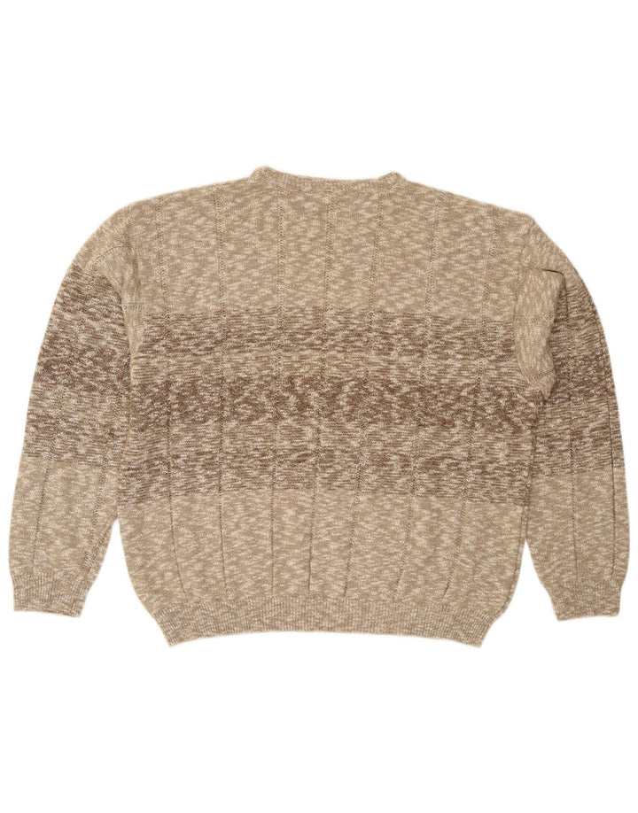 vintage Mens Crew Neck Jumper Pull XL Beige Moucheté